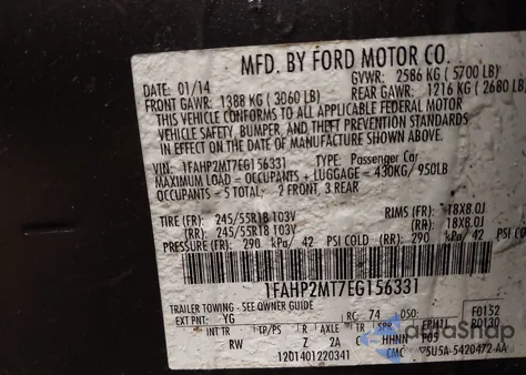 2014 Ford Police Interceptor from USA, damaged, VIN 1FAHP2MT7EG156331